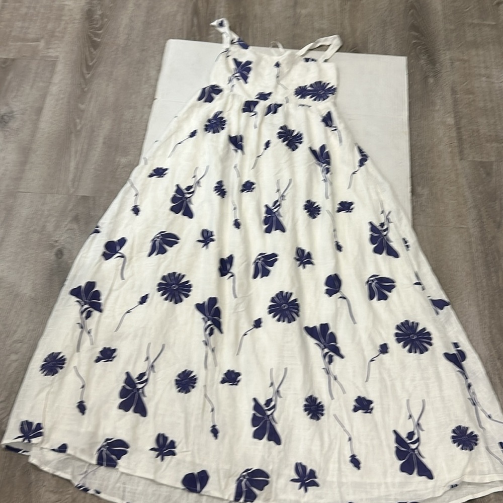 Petal & Pup White Maxi Dress with Blue Floral Print - Picture 12 of 15